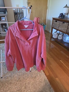 Time and Tru Coral Pink Pullover Hoodie Sweatshirt